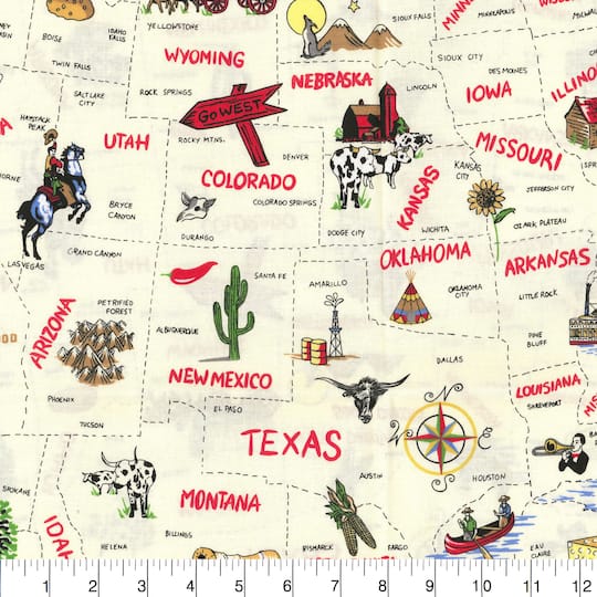 Fabric Traditions United States Map Cotton Fabric